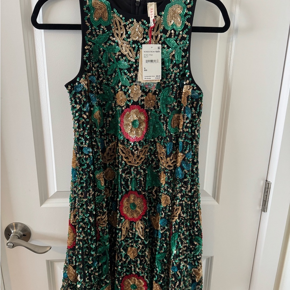 Embellished Green and Gold Dress